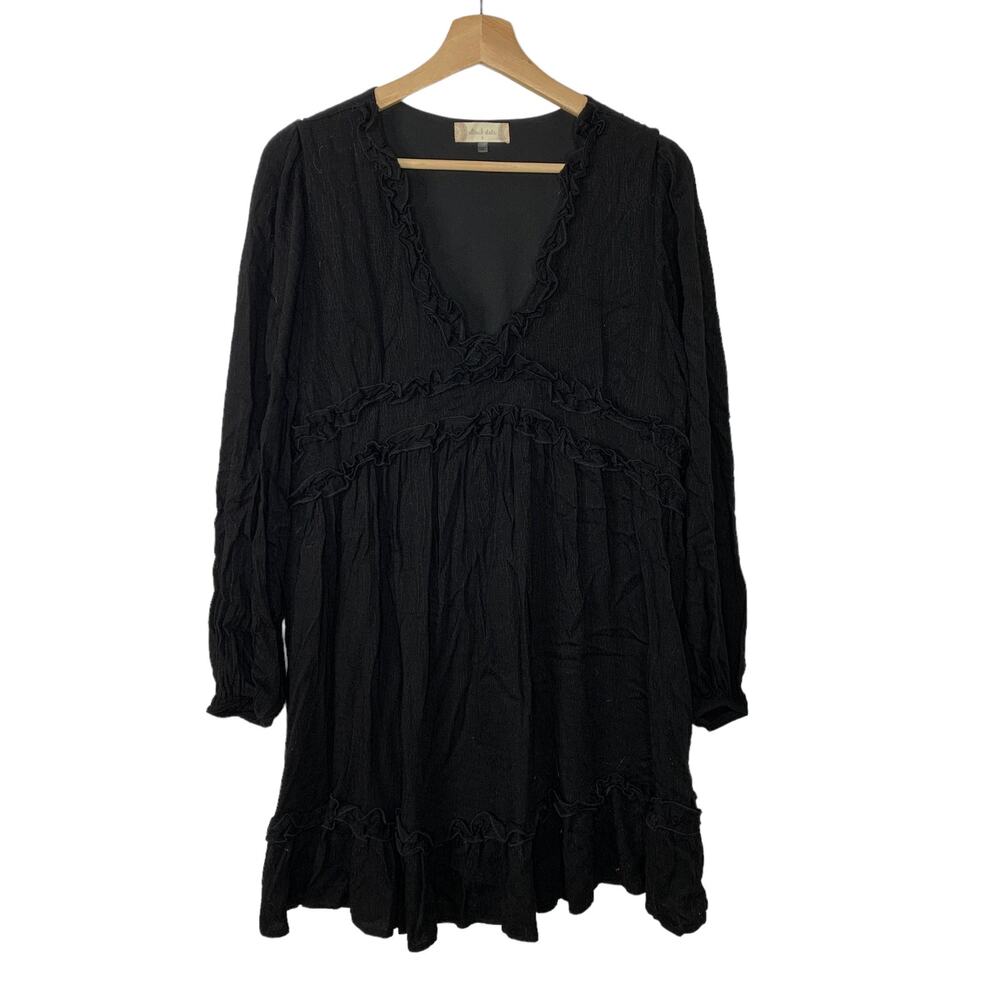 Altar'd State Black Midi Boho Dress Tired Ruffled Small